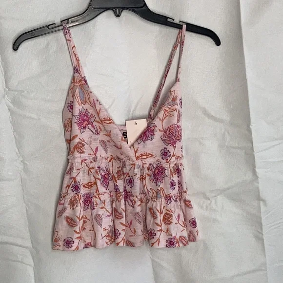 SO pink floral tiered cami boho top M XL or XXL jr - Picture 3 of 17